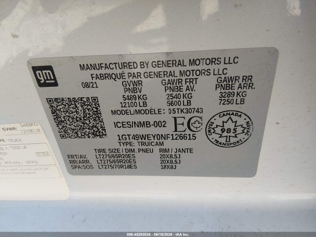 1GT49WEY0NF126615 GMC Sierra 3500hd Denali