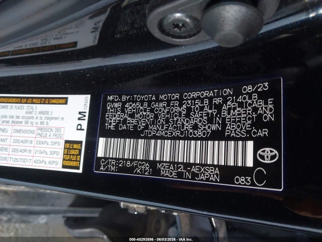 Toyota COROLLA SE 2024 JTDP4MCEXRJ103807 Image 9