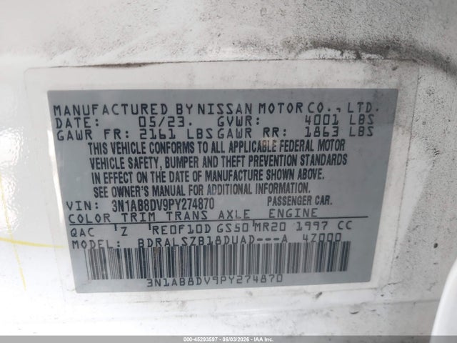 Nissan Sentra Sr Xtronic Cvt 2023 3N1AB8DV9PY274870 Image 9