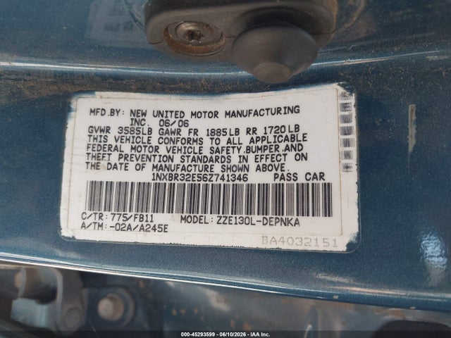 45293599 :رقم المزاد ، 1NXBR32E56Z741346 vin ، 2006 Toyota Corolla Le مزاد بيع