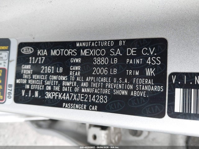 KIA FORTE LX 2018 3KPFK4A7XJE214283 Image 9