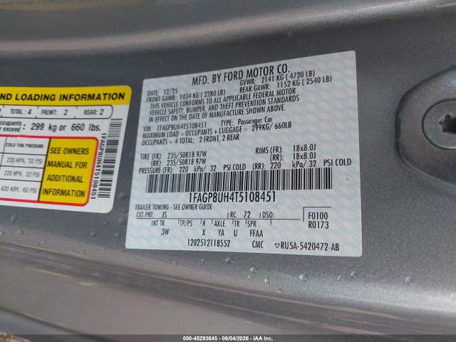 1FAGP8UH4T5108451 Ford Mustang Ecoboost Premium