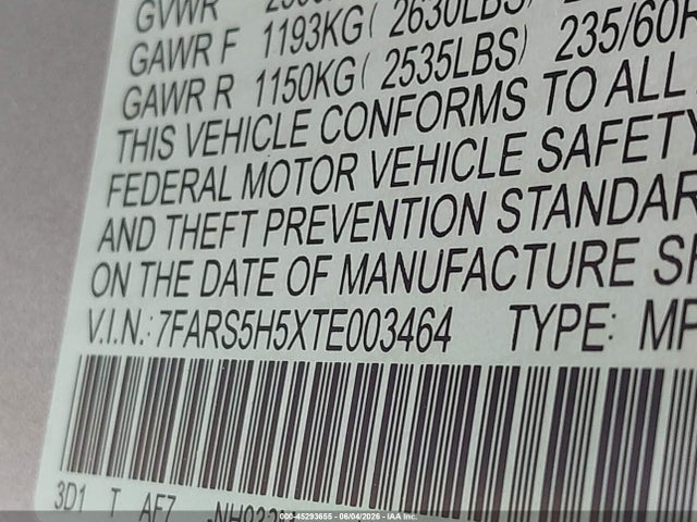 7FARS5H5XTE003464 Honda Cr-v Hybrid 2wd Sport