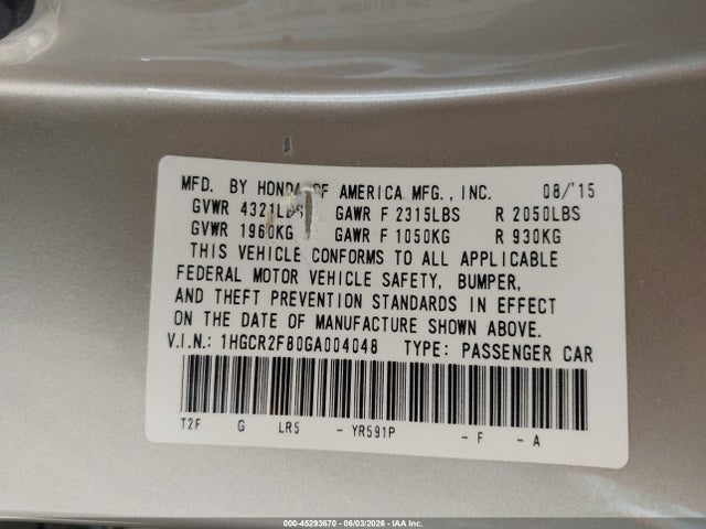 Honda Accord Ex-l 2016 1HGCR2F80GA004048 Image 9