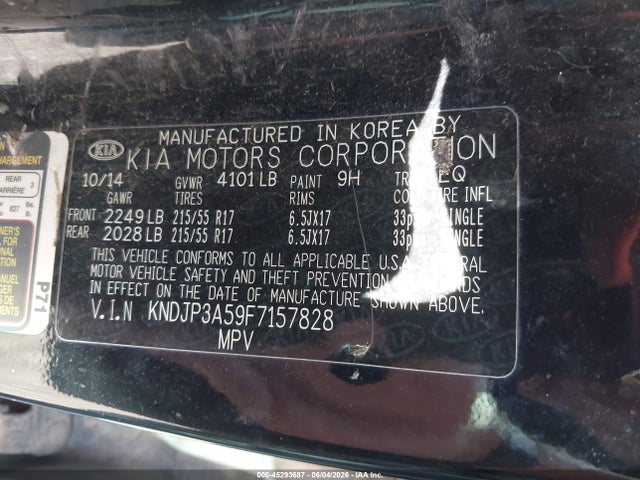 45293687 :رقم المزاد ، KNDJP3A59F7157828 vin ، 2015 Kia Soul + مزاد بيع