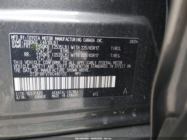 Продаж на аукціоні авто 2024 Toyota Rav4 Xle, vin: 2T3P1RFV7RC480132, номер лоту: 45293691