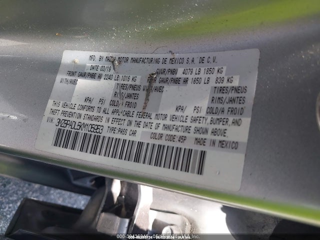Aukcja sprzedaży 2019 Mazda Mazda3 Preferred Package, vin: 3MZBPADL5KM105953, numer aukcji: 45293734
