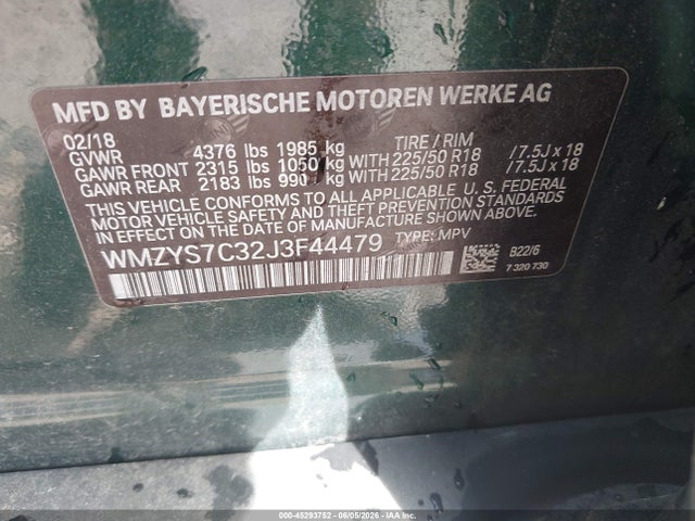 Продажа на аукционе авто 2018 Mini Countryman Cooper, vin: WMZYS7C32J3F44479, номер лота: 45293752