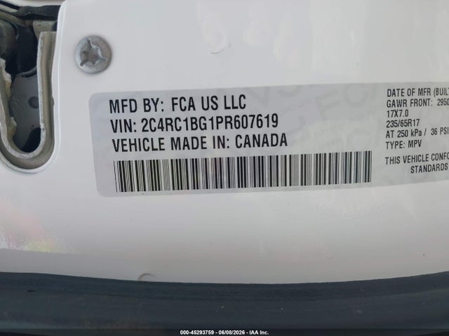 Aukcja sprzedaży 2023 Chrysler Pacifica Touring L, vin: 2C4RC1BG1PR607619, numer aukcji: 45293759
