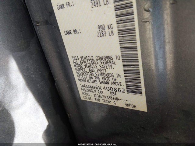 Nissan Maxima 3.5 Sl 2018 1N4AA6AP6JC400862 Image 9