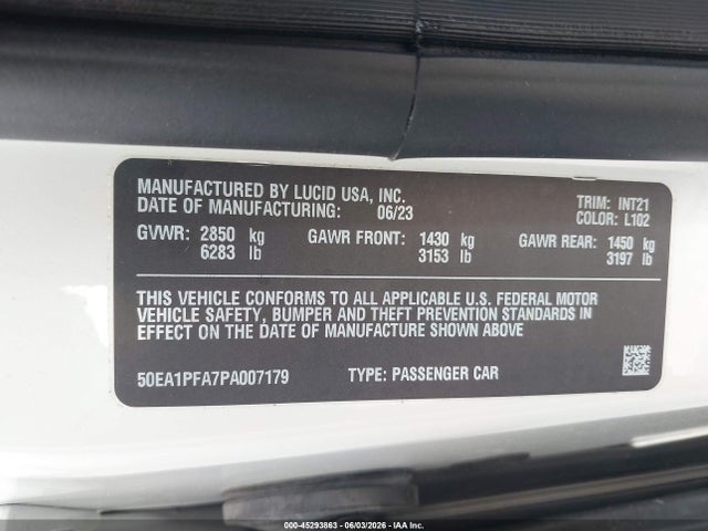 Lucid Air Pure 2023 50EA1PFA7PA007179 Image 9