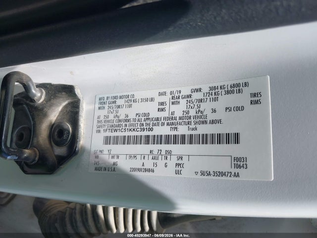 Ford F-150 Xlt 2019 1FTEW1C51KKC39100 Image 9
