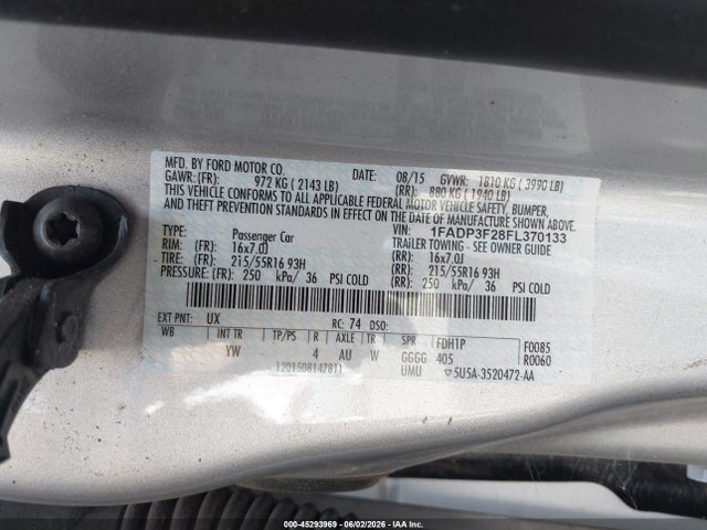 1FADP3F28FL370133 Ford FOCUS SE