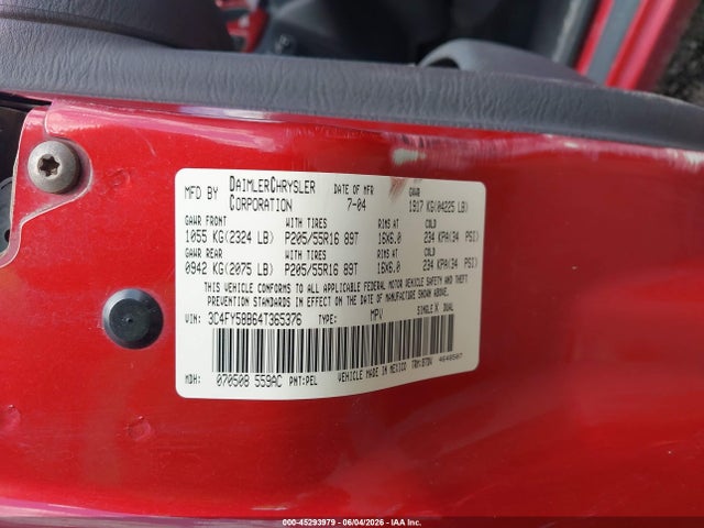 45293979 :رقم المزاد ، 3C4FY58B64T365376 vin ، 2004 Chrysler Pt Cruiser Touring مزاد بيع
