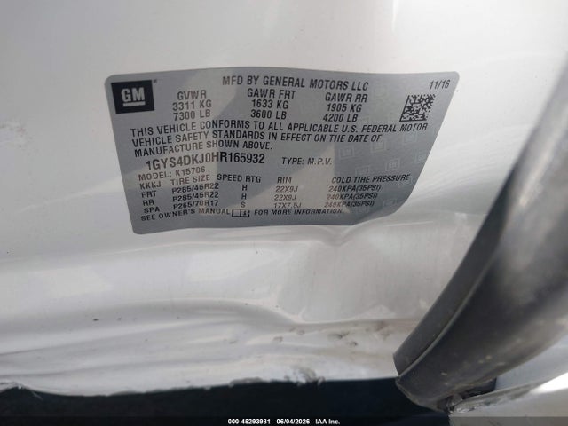 Продаж на аукціоні авто 2017 Cadillac Escalade Platinum, vin: 1GYS4DKJ0HR165932, номер лоту: 45293981