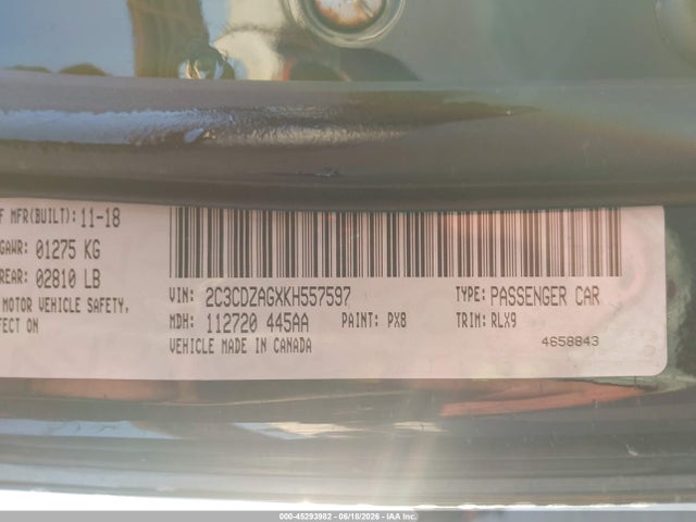 Aukcja sprzedaży 2019 Dodge Challenger Sxt, vin: 2C3CDZAGXKH557597, numer aukcji: 45293982