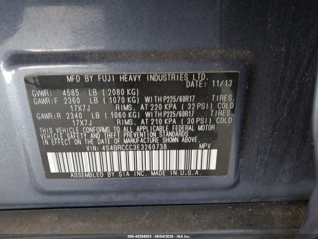 Subaru Outback 2.5i Premium 2014 4S4BRCCC3E3260738 Image 9