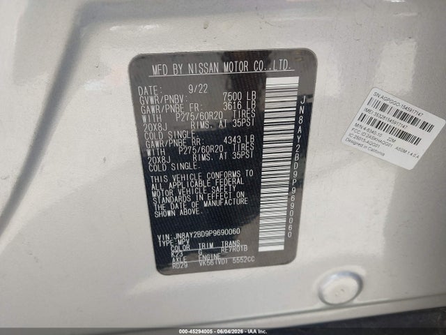 Nissan Armada Sl 4wd 2023 JN8AY2BD9P9690060 Image 9