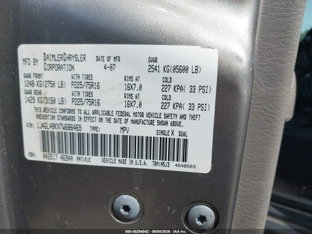 Продаж на аукціоні авто 2007 Jeep Liberty Sport, vin: 1J4GL48KX7W686469, номер лоту: 45294042