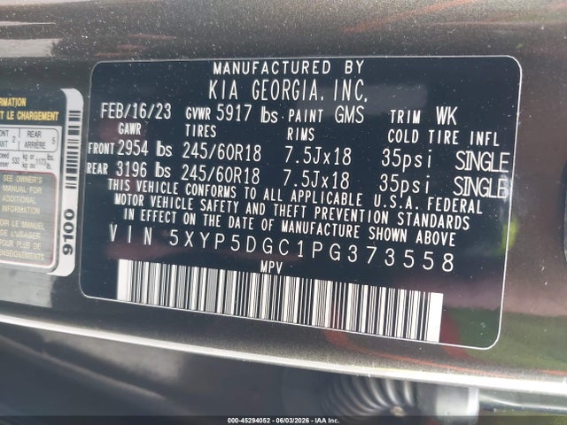 Продаж на аукціоні авто 2023 Kia Telluride Sx Prestige X-pro, vin: 5XYP5DGC1PG373558, номер лоту: 45294052