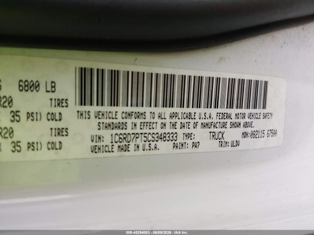 Aukcja sprzedaży 2012 Ram 1500 Laramie Longhorn/limited Edition, vin: 1C6RD7PT5CS348333, numer aukcji: 45294083