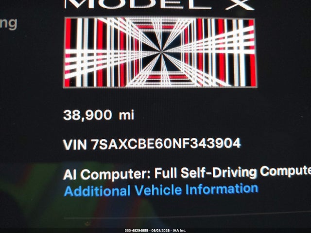 7SAXCBE60NF343904 Tesla Model X Plaid Tri Motor All-wheel Drive