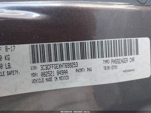 2017 Fiat 500e Battery Electric მანქანა იყიდება აუქციონზე, vin: 3C3CFFGEXHT699253, აუქციონის ნომერი: 45294106