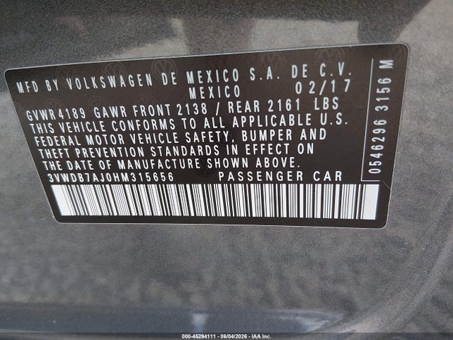 Volkswagen Jetta 1.4t Se 2017 3VWDB7AJ0HM315656 Image 9