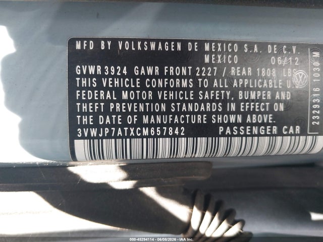 Продаж на аукціоні авто 2012 Volkswagen Beetle 2.5l, vin: 3VWJP7ATXCM657842, номер лоту: 45294114