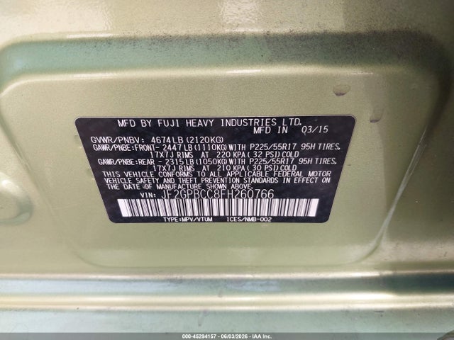 Aukcja sprzedaży 2015 Subaru Xv Crosstrek Hybrid, vin: JF2GPBCC8FH260766, numer aukcji: 45294157