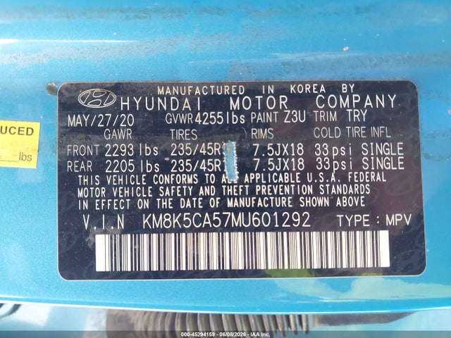 KM8K5CA57MU601292 Hyundai Kona Ultimate