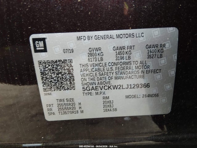 Продажа на аукционе авто 2020 Buick Enclave Awd Avenir, vin: 5GAEVCKW2LJ129366, номер лота: 45294188