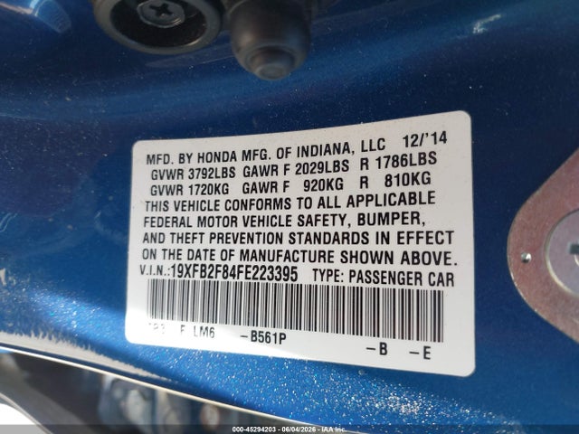 19XFB2F84FE223395 Honda CIVIC EX