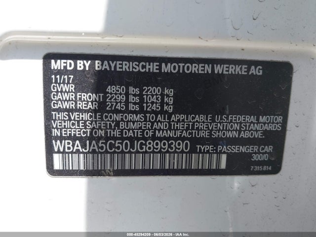 BMW 530I 2018 WBAJA5C50JG899390 Image 9