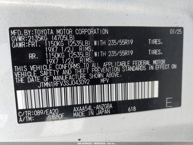 Toyota Rav4 Limited 2025 JTMN1RFV3SJ043092 Image 9