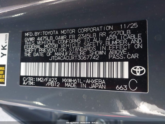 JTDACACUXT3067742 Toyota Prius Plug-in Hybrid Se