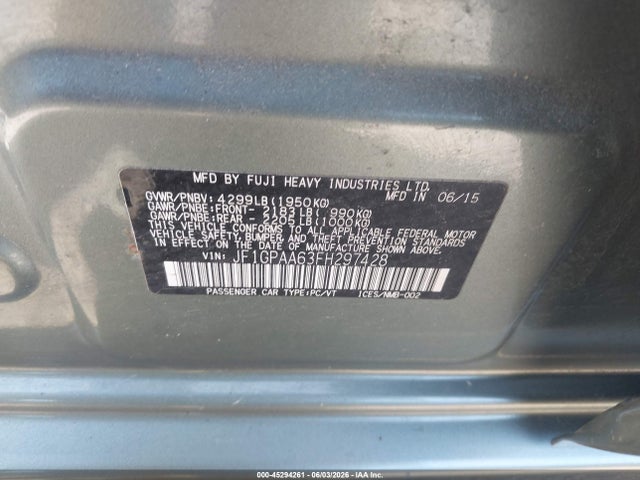JF1GPAA63FH297428 Subaru Impreza 2.0i