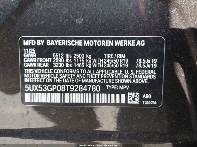 BMW X3 30 Xdrive 2026 5UX53GP08T9284780 Image 9