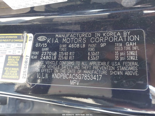 KNDPBCAC5G7853417 KIA Sportage Lx