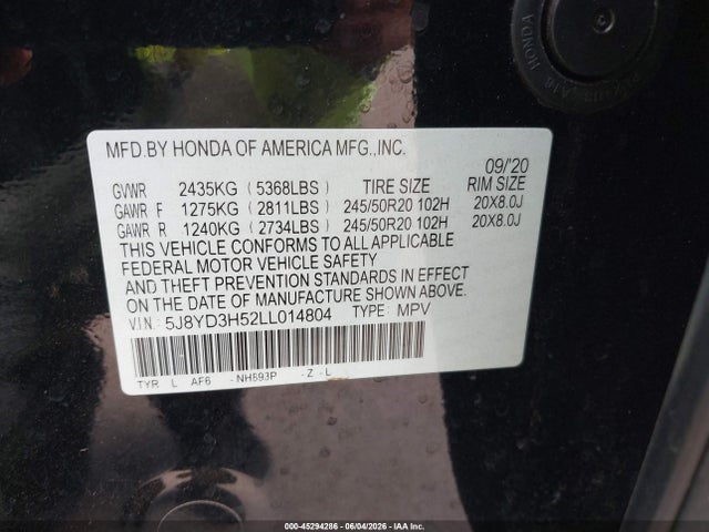 Acura Mdx Technology Package 2020 5J8YD3H52LL014804 Image 9