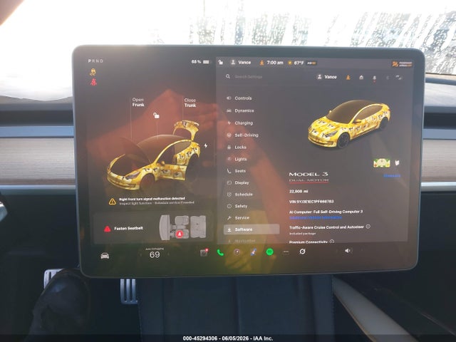Aukcja sprzedaży 2023 Tesla Model 3 Performance Dual Motor All-wheel Drive, vin: 5YJ3E1EC1PF698783, numer aukcji: 45294306