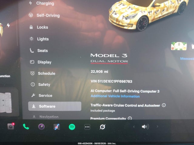 Aukcja sprzedaży 2023 Tesla Model 3 Performance Dual Motor All-wheel Drive, vin: 5YJ3E1EC1PF698783, numer aukcji: 45294306