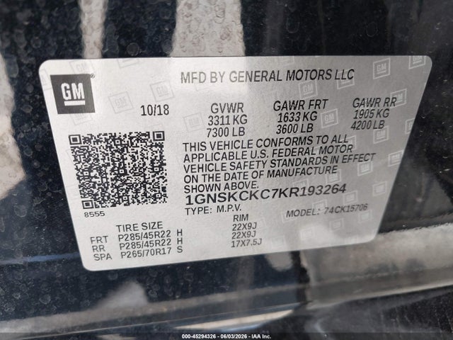 Chevrolet Tahoe Premier 2019 1GNSKCKC7KR193264 Image 9