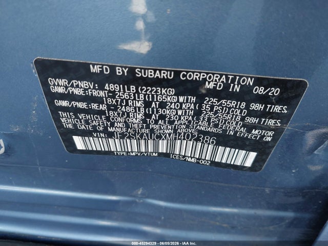 Subaru Forester Limited 2021 JF2SKAUCXMH402386 Image 9