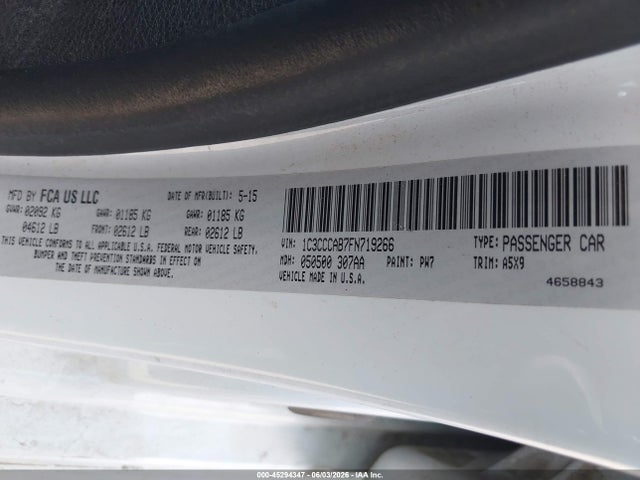 Aukcja sprzedaży 2015 Chrysler 200 Limited, vin: 1C3CCCAB7FN719266, numer aukcji: 45294347