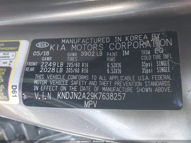Продажа на аукционе авто 2019 Kia Soul, vin: KNDJN2A29K7638257, номер лота: 45294377