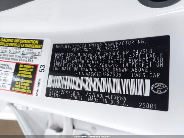 Toyota CAMRY XSE 2026 4T1DAACK1TU287536 Image 9