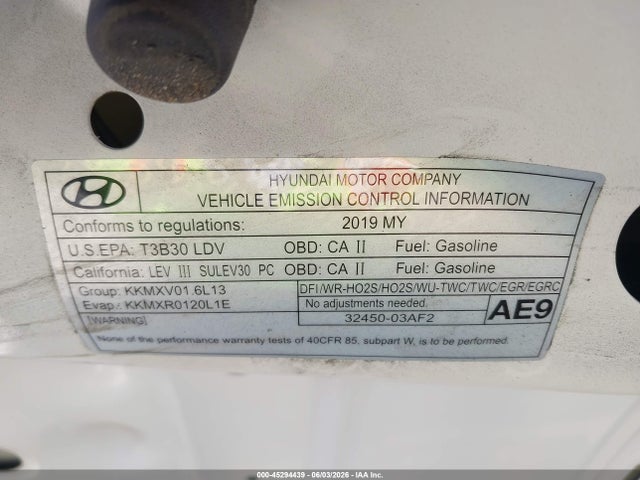 Aukcja sprzedaży 2019 Hyundai Ioniq Hybrid Blue, vin: KMHC65LC2KU107539, numer aukcji: 45294439