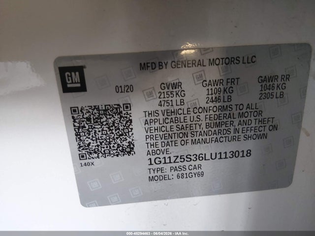 1G11Z5S36LU113018 Chevrolet Impala Fwd Lt