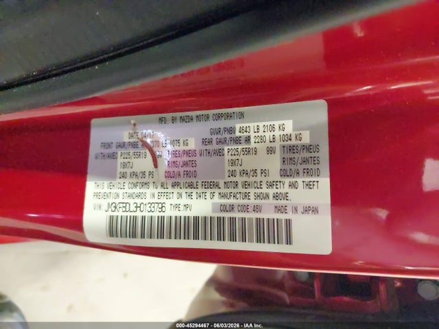 JM3KFBDL3H0133796 Mazda Cx-5 Grand Touring